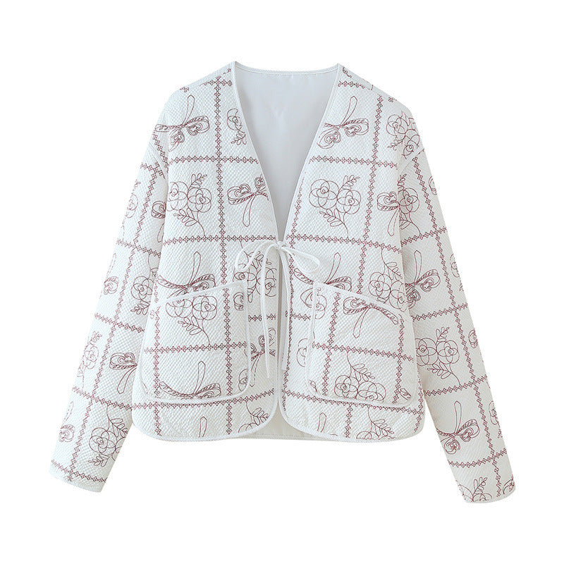 Retro Texture Printed Cotton-padded Jacket Coat