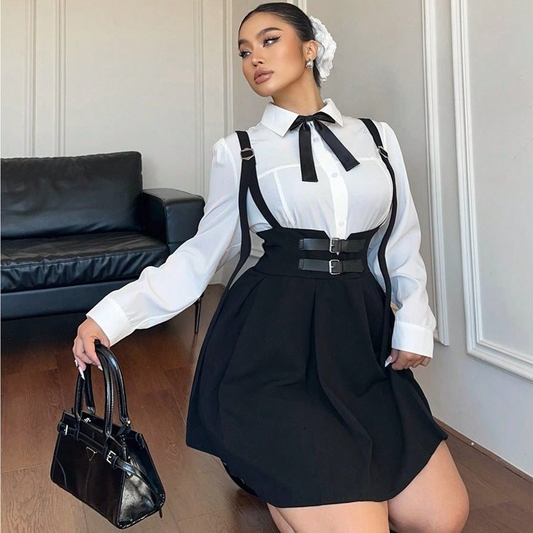 High-waisted Solid-color Ruffled Casual Halter Dress