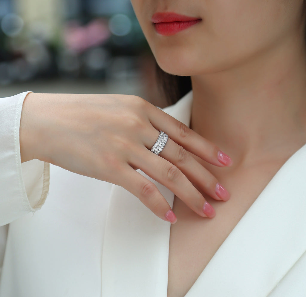 Star Dream - A Wedding Ring Set With Top-quality Moissanite S925 Silver And Platinum-plated Diamond Can Be Tested With A Diamond Pen