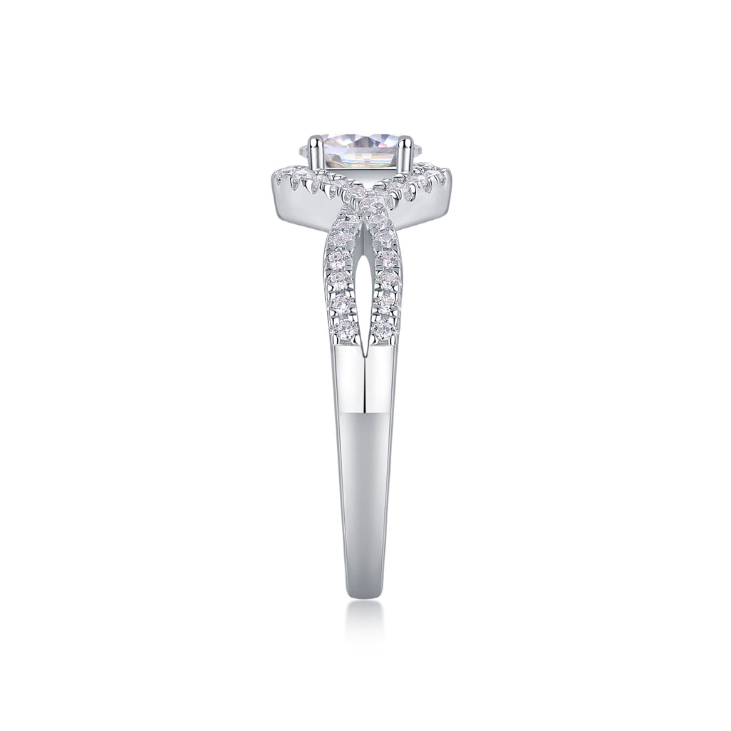 Alice In Wonderland - A Wedding Ring Set With Top-quality Moissanite S925 Silver And Platinum-plated Diamond. The Ring Can Be Inspected With A Diamond Pen