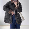 Design Lapel Hit Color Diamond Lattice Winter Coat