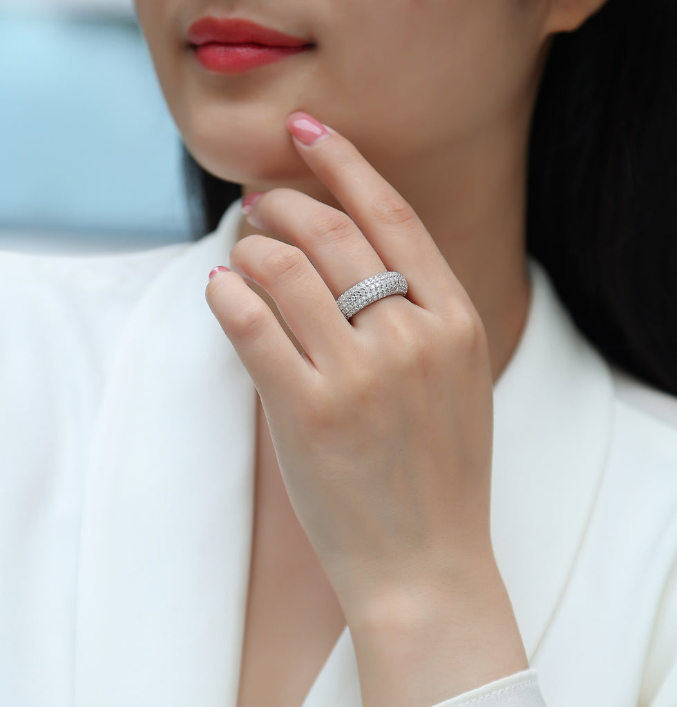 The Ring - Set With Top-quality Moissanite S925 Silver And Platinum-plated Diamond Wedding Ring Can Be Inspected With A Diamond Pen