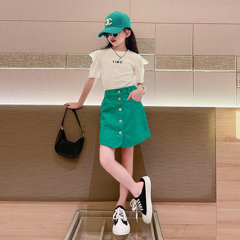 Western Style Girls' Leisure Sports Two-piece Suit Middle-sized Teenager Clothing