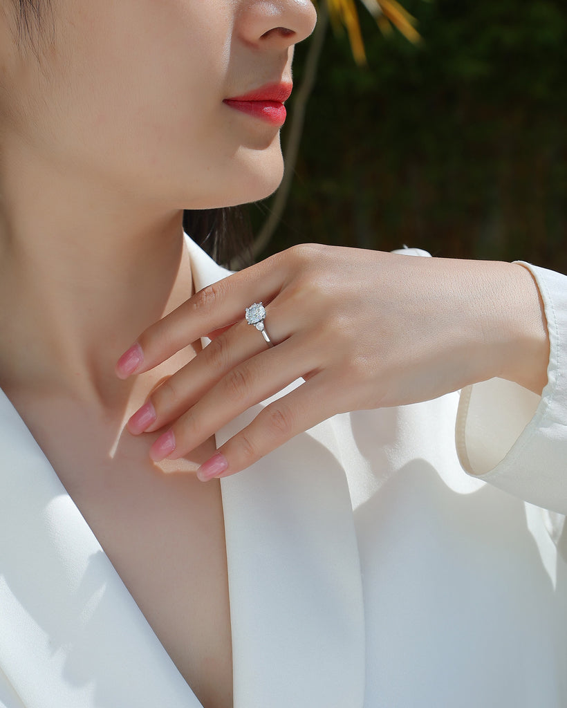 Starry Sky Romance - A Wedding Ring Set With 2-carat Top-quality Moissanite S925 Silver And Platinum-plated Diamond. The Ring Can Be Inspected With A Diamond Pen