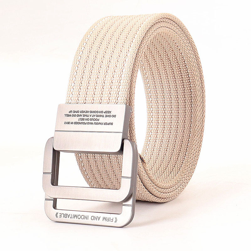 Alloy Double Ring Buckle Woven Nylon Tactical Sports Outdoor Waist Belt