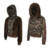 American Retro Camouflage Reversible Detachable Hooded Fur Jacket