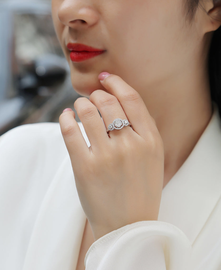 Serial Dreams - A Wedding Ring Set With Top-quality Moissanite S925 Silver And Gold-plated Diamond Can Be Tested With A Diamond Pen