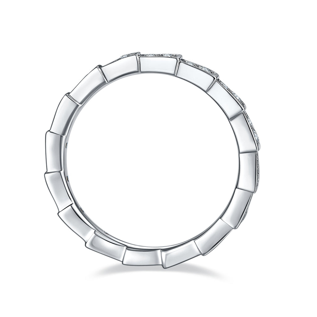 The Snake Mark - A Wedding Ring Set With Top-quality Moissanite S925 In Silver And Platinum-plated. The Ring Can Be Inspected With A Diamond Pen