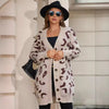 Women's Mid-length Leopard-print Sweater Baggy Coat