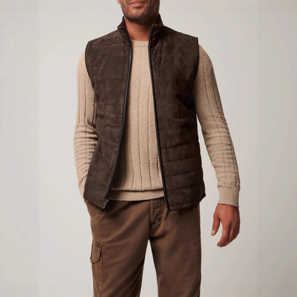 Leather Men's Horizontal Vest Jacket