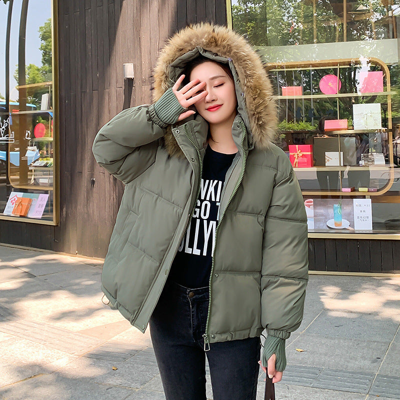 Loose Hooded Gloves Thickened Thermal Quilted Jacket Coat For Women
