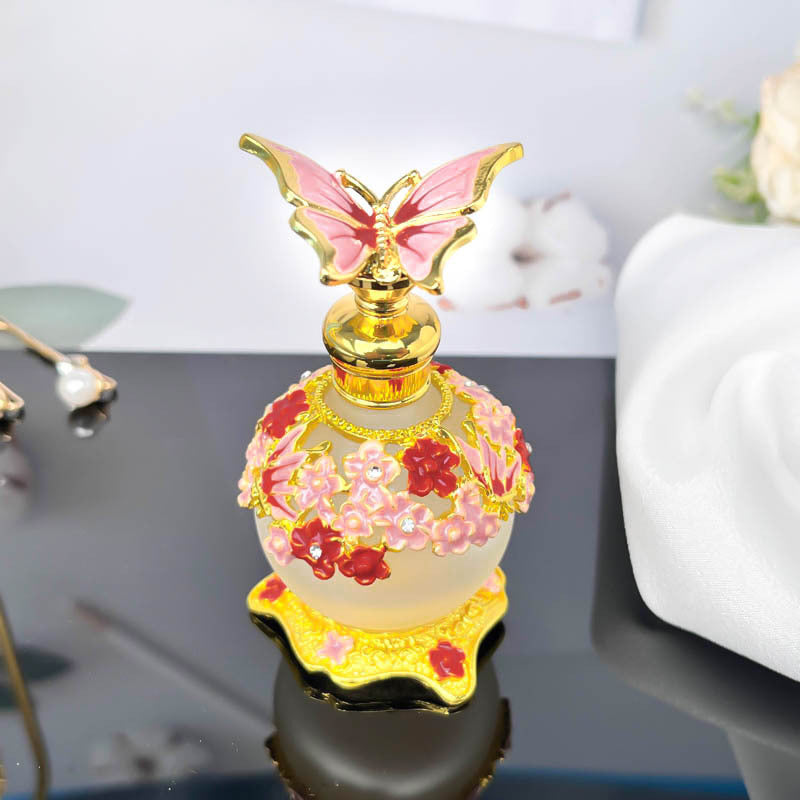 زجاجة عطر زيت عطري فاخرة عالية الجودة، مصنوعة من زجاج سميك على شكل فراشة، سعة 25 مل، معبأة بتفريغ الهواء، خاصة بصالونات التجميل