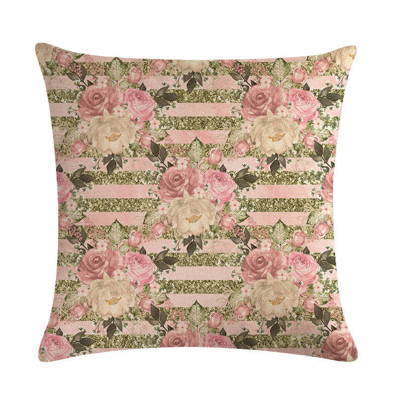 Floral Cushion Cover Cotton Linen Pillowcase