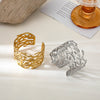 Wide Stainless Steel Adjustable Exaggerated High-grade Golden Open-End Flower Leaf Bracelet
