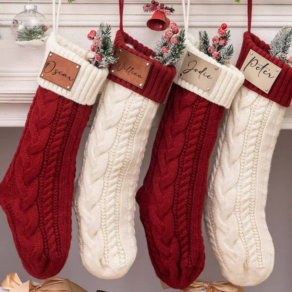 Personalized Laser Customized Knitted Yarn Christmas Gift Decorative Socks