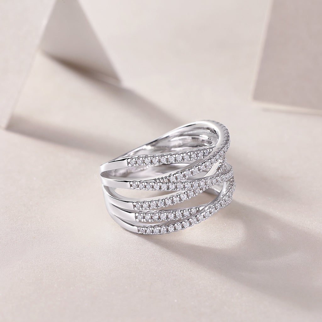 The Communication Star - Set With Top-quality Moissanite S925 Silver And Platinum-plated Diamond Wedding Ring Can Be Inspected With A Diamond Pen