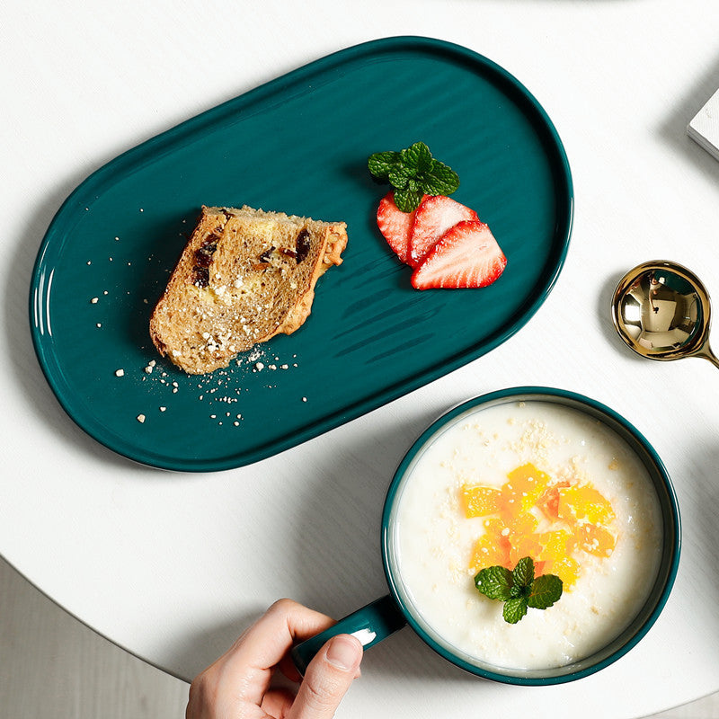 Breakfast Bowl Plate Set Cup And Saucer Salad With Handle Oatmeal Bowl Home Creative Tableware One Portion