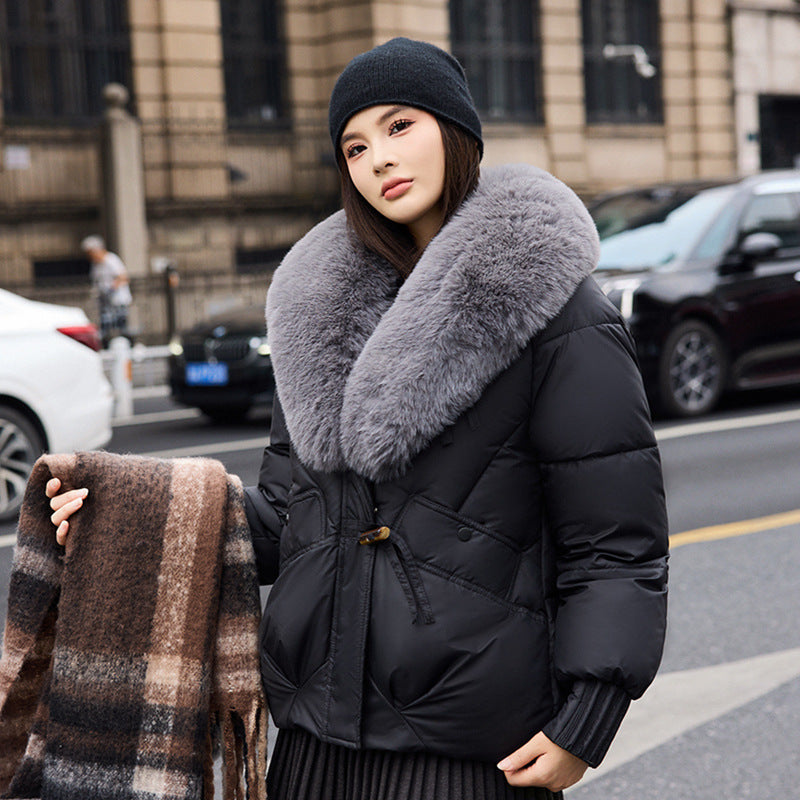 معطف كبير الحجم مستقيم مبطن بقطن سميك