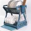 Kitchen Household Double-layer Dishes And Plastic Draining Multifunctional Floor Rack