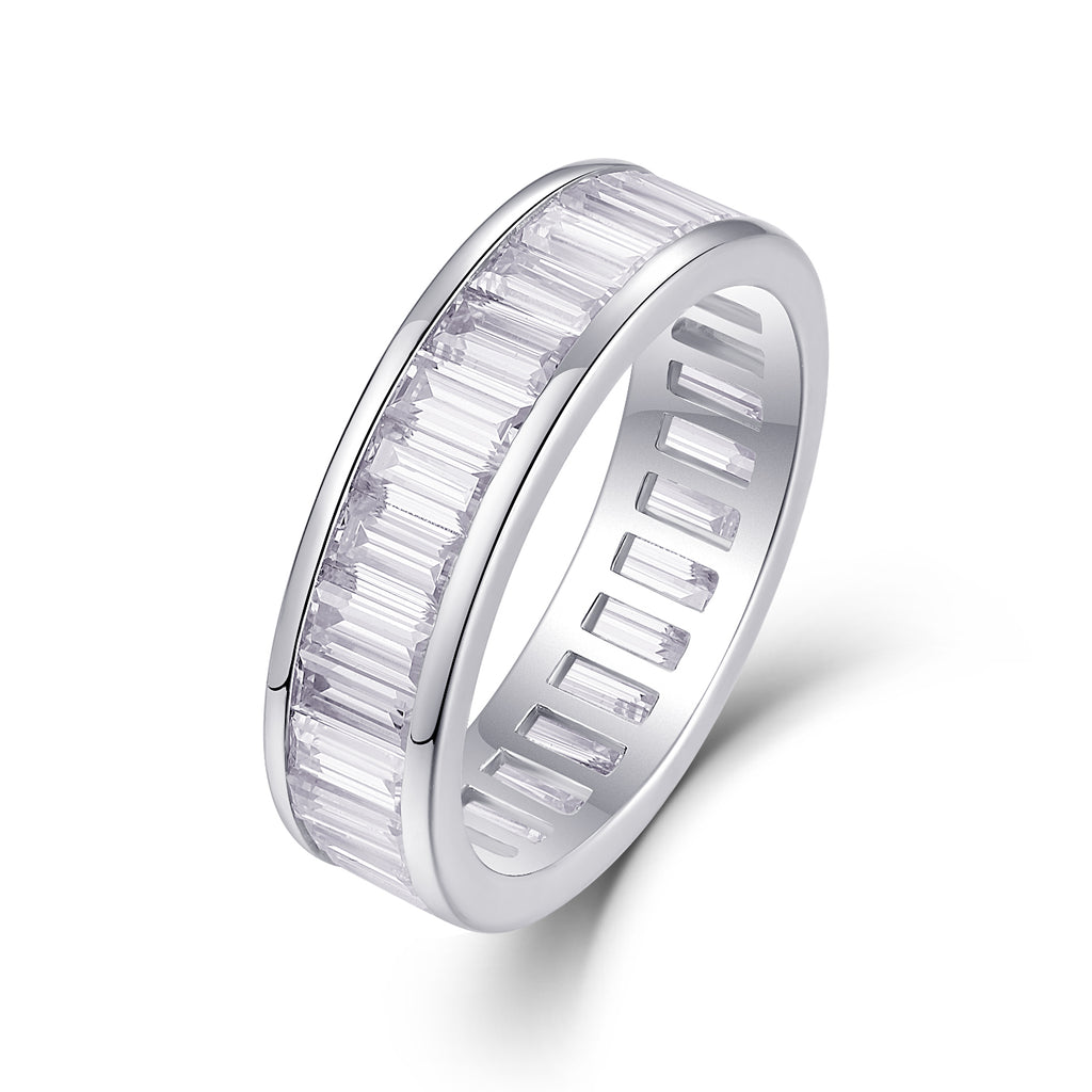 Heartbeat Notes - A Wedding Ring Set With Top-quality Square Moissanite S925 Silver And Platinum-plated Diamond. The Ring Can Be Inspected With A Diamond Pen