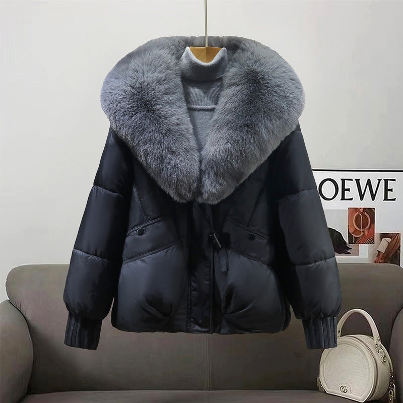 Big Fur Collar Thick Warm Korean Style Light Luxury Trendy Coat