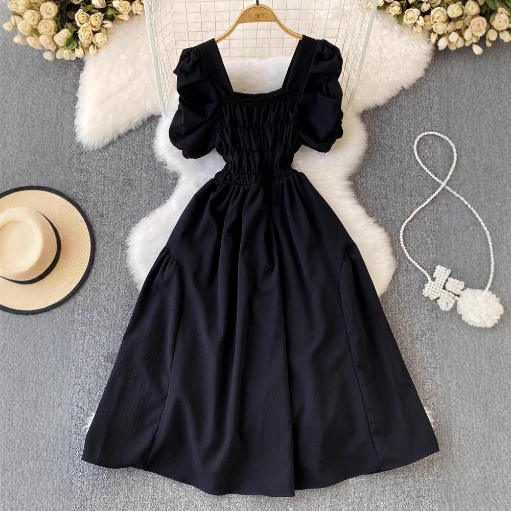 Bubblesleeve Squareneck Waistcinching Dress