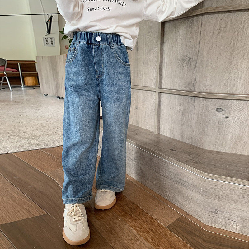 Fashionable Trousers Girls Casual All-matching Straight Pants