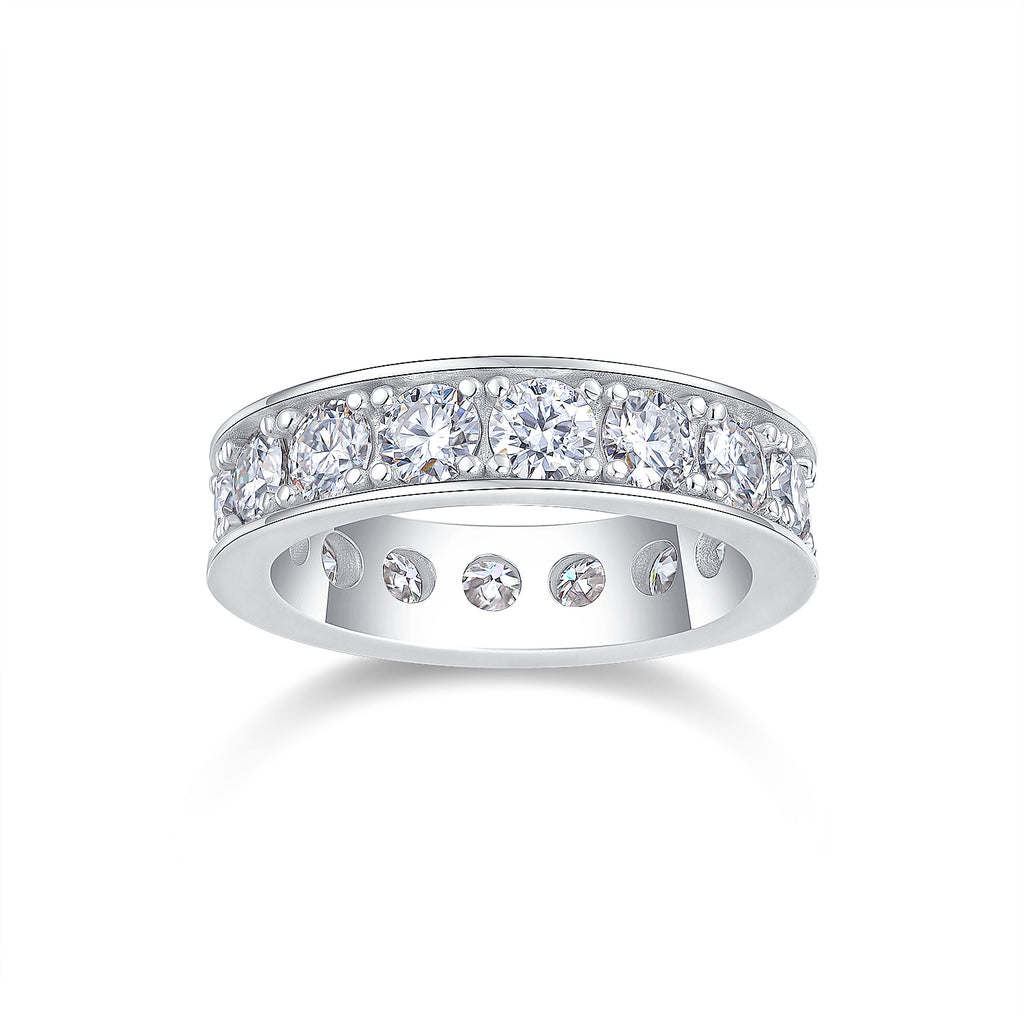Flowing Cloud Passion - A Wedding Ring Set With 0.3-carat Top-quality Moissanite S925 Silver And Platinum-plated Diamond. The Ring Can Be Inspected With A Diamond Pen