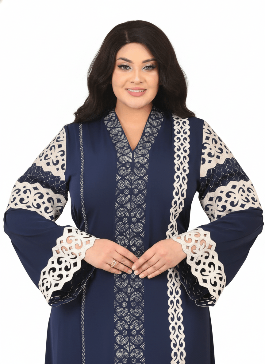 عباية عالية الفخامة بتفاصيل دانتيل وقَصّة مستقيمة - Eshtree