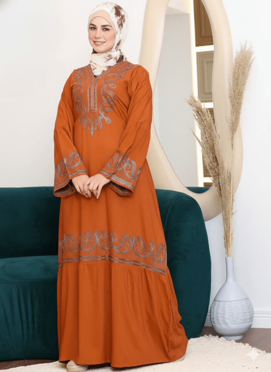 عباية استقبال بطباعة أنيقة وقصّة واسعة مريحة - Eshtree