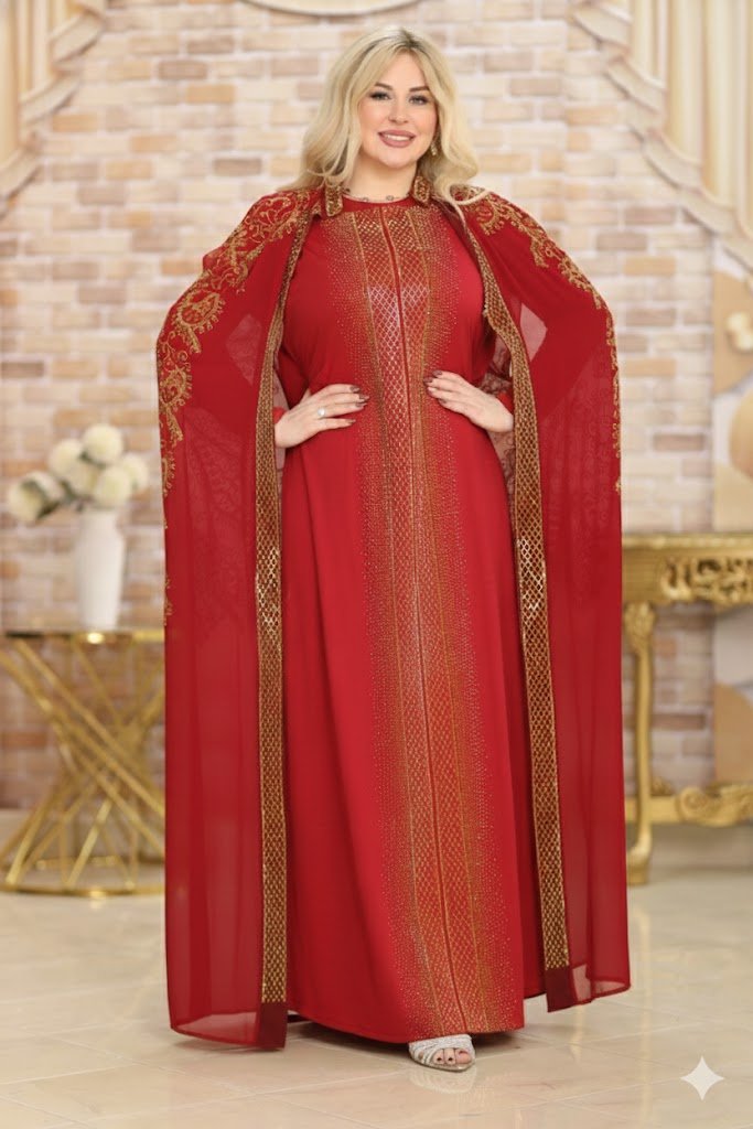 عباية فاخرة بتصميم ملكي وتفاصيل تطريز راقية - Eshtree