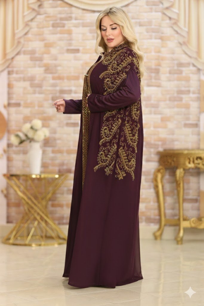 عباية فاخرة بتصميم ملكي وتفاصيل تطريز راقية - Eshtree