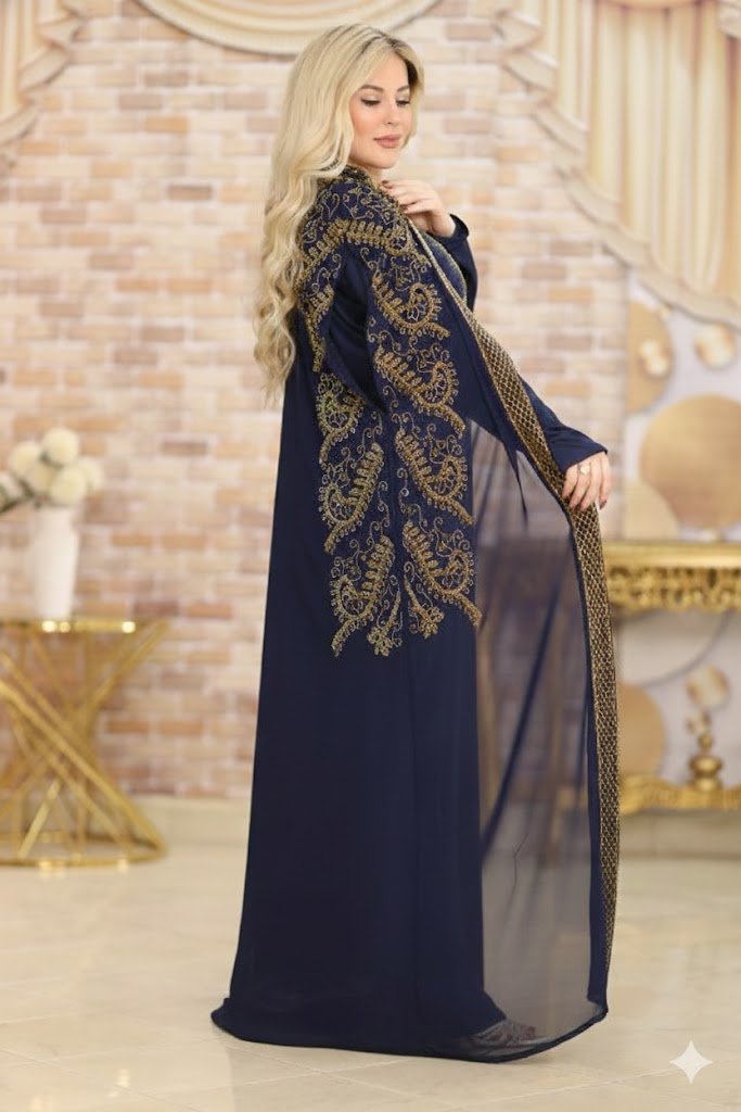 عباية فاخرة بتصميم ملكي وتفاصيل تطريز راقية - Eshtree
