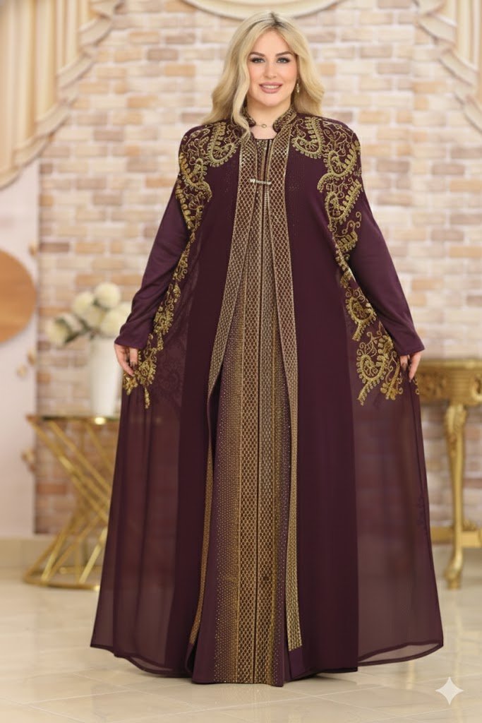 عباية فاخرة بتصميم ملكي وتفاصيل تطريز راقية - Eshtree