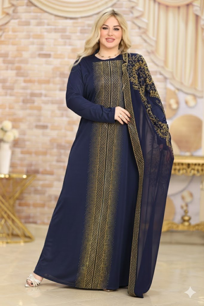 عباية فاخرة بتصميم ملكي وتفاصيل تطريز راقية - Eshtree