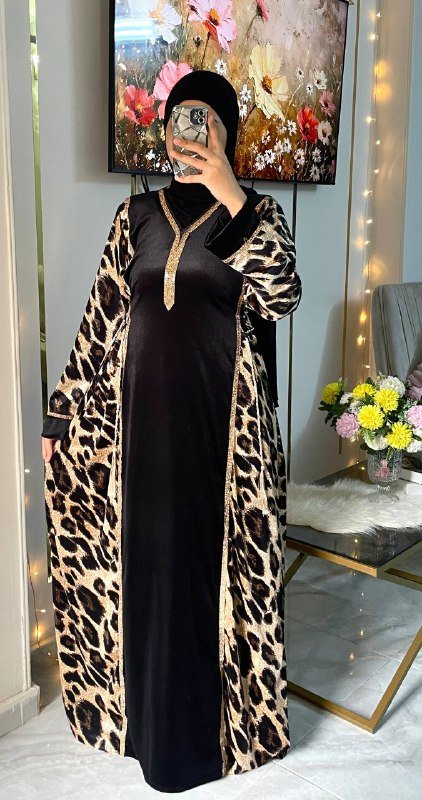 عباية سوداء فاخرة قطيفة فرنساوي للخروج - Eshtree