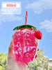 500ml Kawaii Strawberry Water Bottle Cute Strawberry Straw Water Bottle PP Milk Coffee Straw Cup Juice Drinkware Kitchen