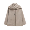 Women's French Style Design Blended Scarf Coat Coat