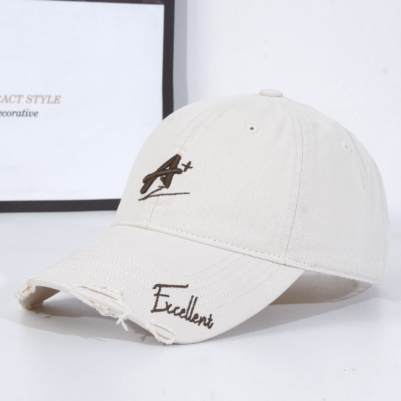 Fashionable All-match Soft Top Baseball Cap Ripped Sun-proof Peaked Cap