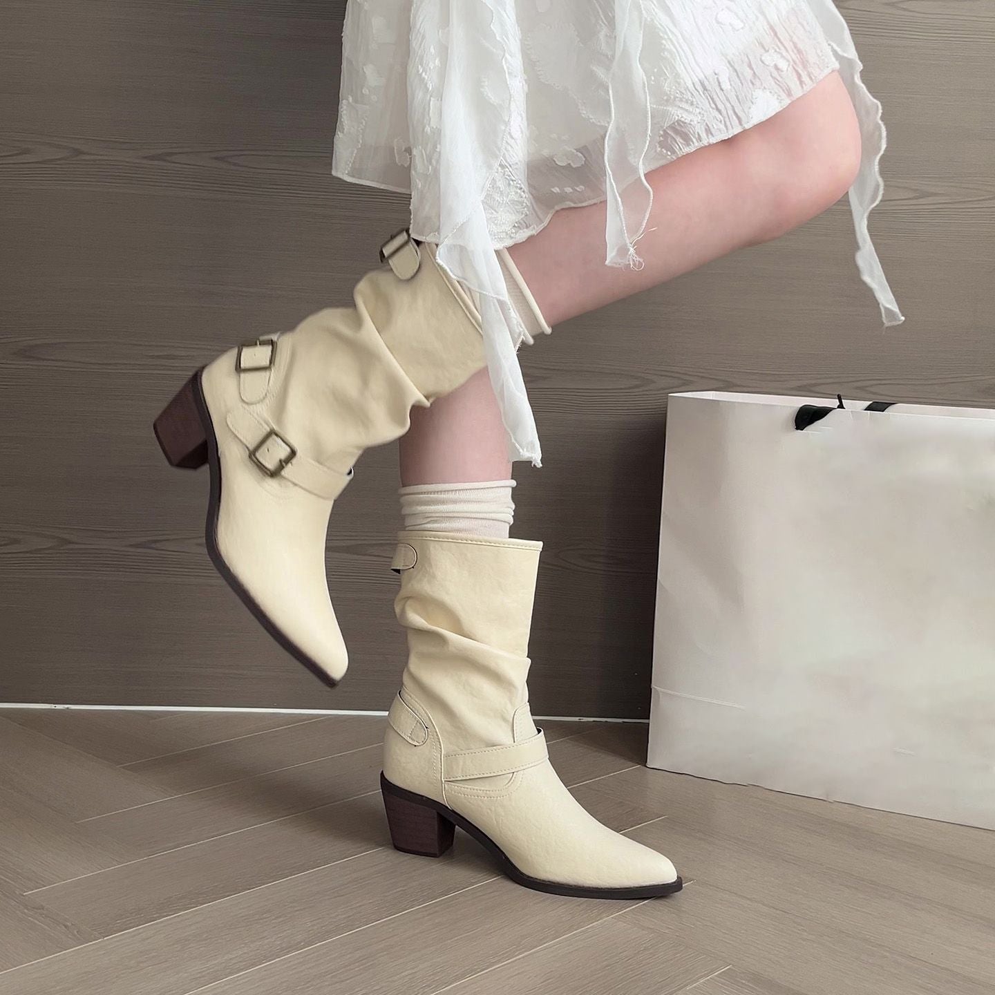 Fashion All-match Comfort And Casual Pointed Toe Chunky Heel Women's Boots