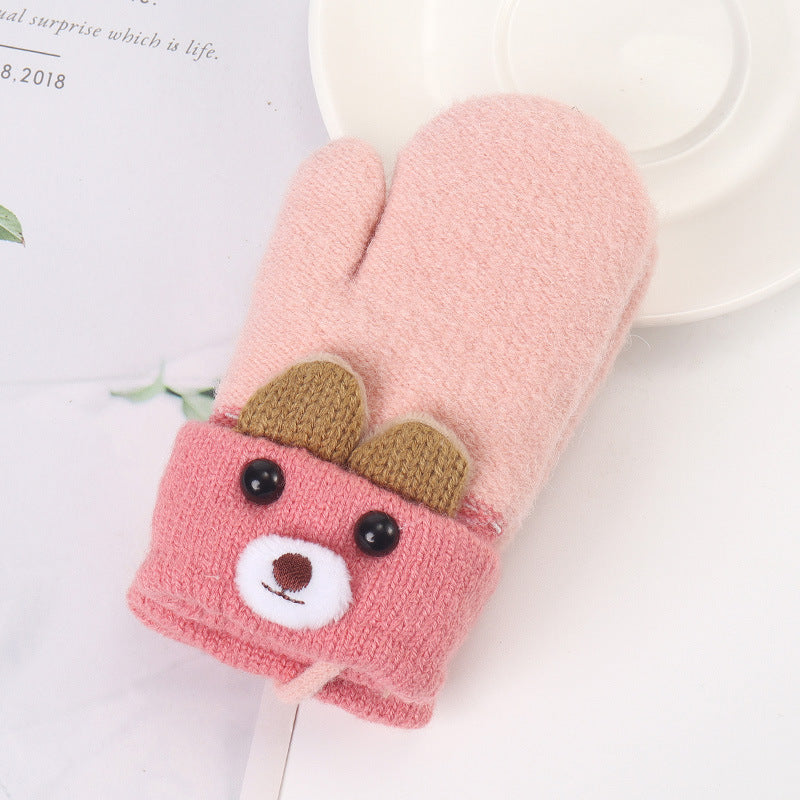 Simple Children's Cartoon Winter Warm Gloves