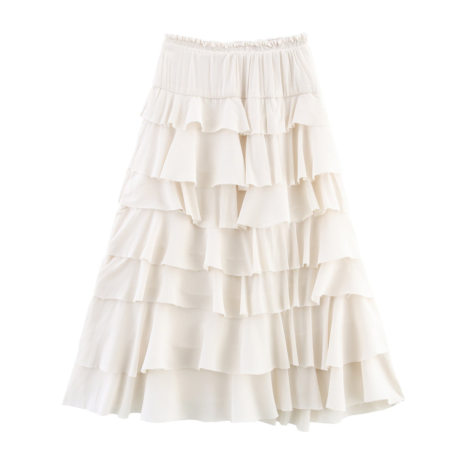 Summer European And American Style Laminated Decoration Midi Skirt Skirt