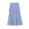 Solid Color Knitted Pleated Stitching Skirt
