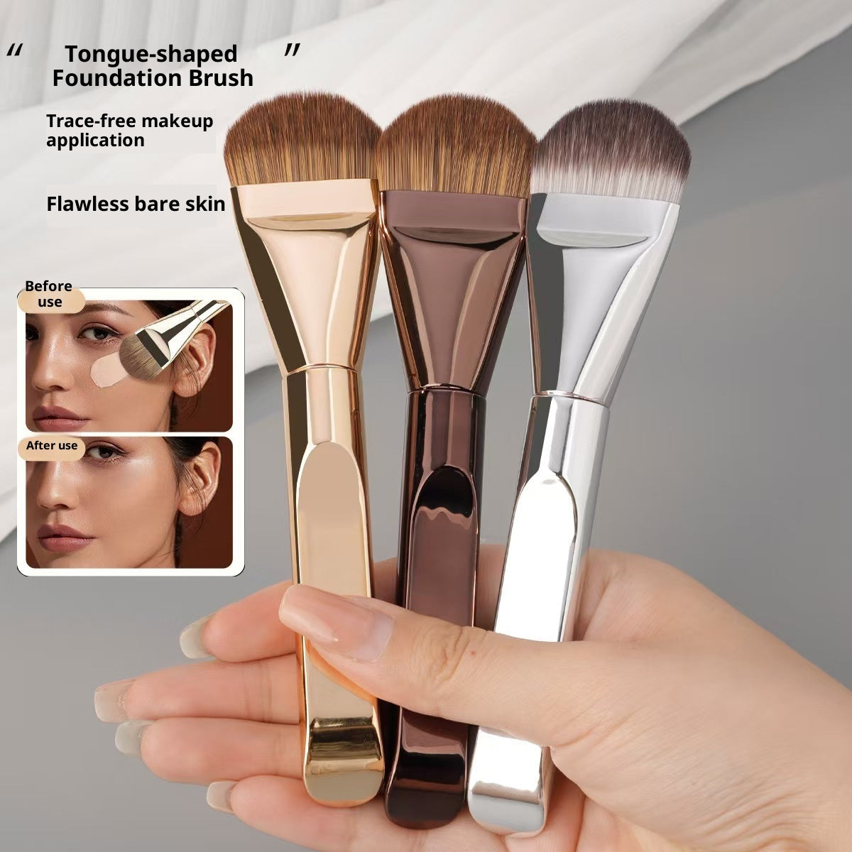Tongue-shaped Foundation Ultra-thin Seamless Makeup Flat-head Foundation Brush