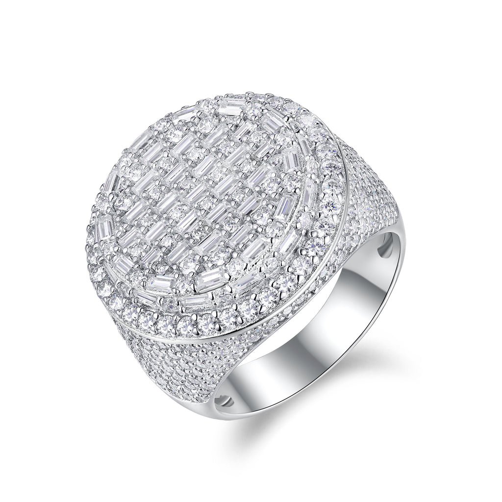 Unrivaled In The World - Men's Ring, Diamond Ring And Wedding Ring Set With Top-quality Moissanite S925 Silver And Platinum-plated. The Ring Can Be Inspected With A Diamond Pen