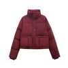 Women's Solid Color Short Warm Stand-up Collar Downcotton-padded Jacket