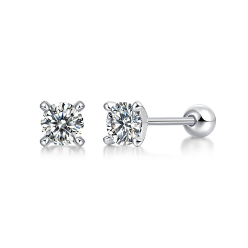 Time Imprint - Earrings Set With 0.5-carat Top-quality Moissanite S925 Silver And Platinum-plated Stud Earrings, A Fashionable And Trendy Accessory, Can Be Tested With A Diamond Pen