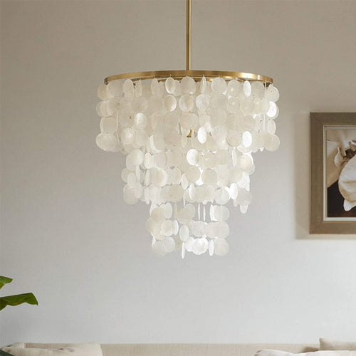 Simple Bedroom Shell Chandelier Eye Protection Room Lighting