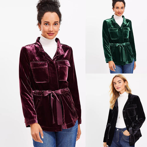 قميص رسمي أنيق فضفاض برباط أمامي مناسب للعمل