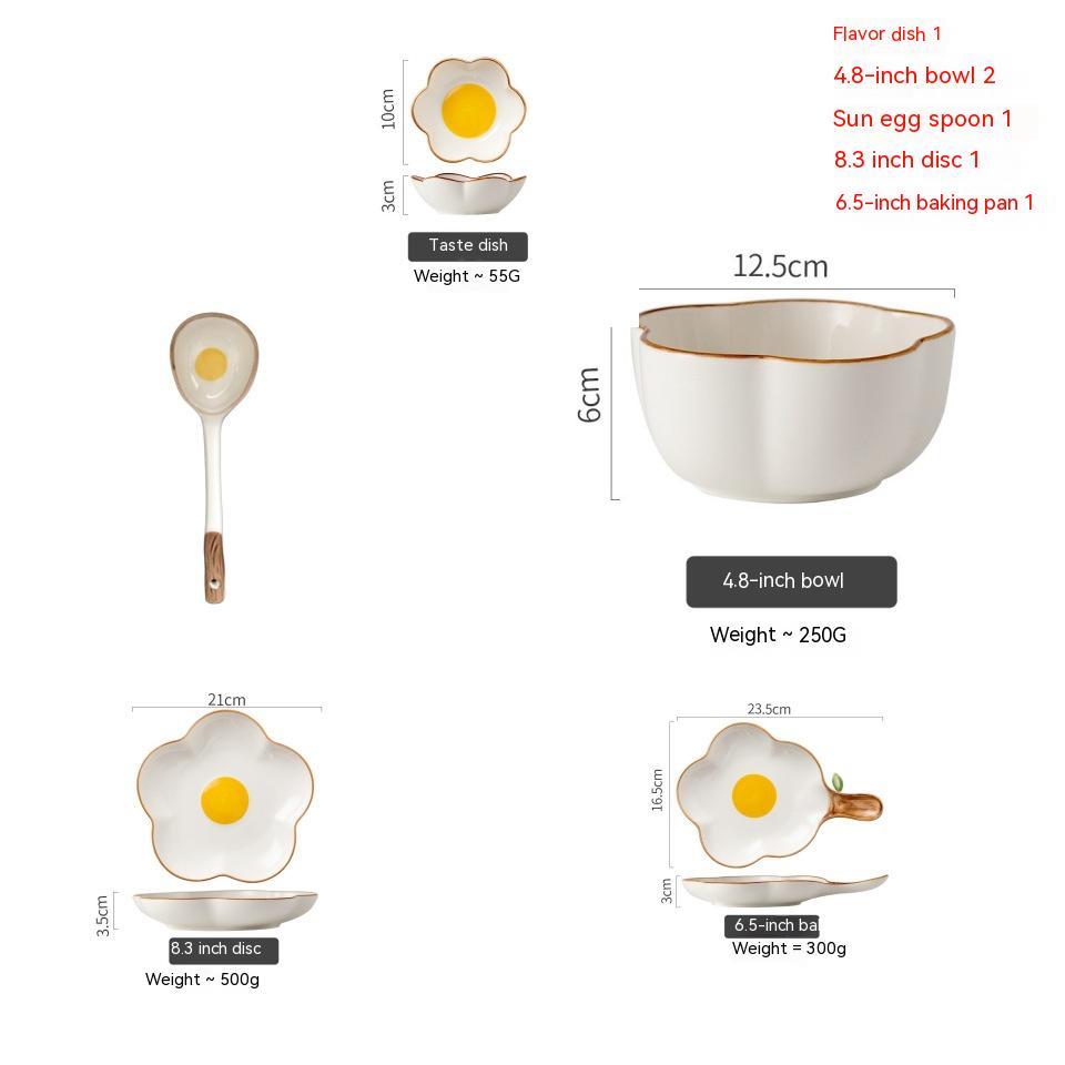 Simple SUNFLOWER Ceramic Poached Egg Household Creative Tableware